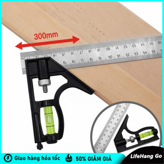 Thước Ke Góc Vuông 30cm Đa Năng – Đo Góc Vuông & 45°, Có Cân Thủy, Dành Cho Thợ Mộc Cơ Khí