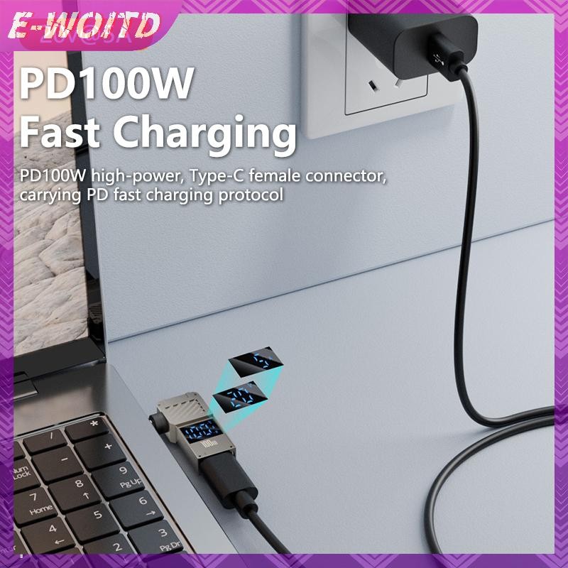 E-woitd PD100W Laptop Sạc Nguồn Cung Cấp Kết Nối Adapter Nữ Type-C Sang DC Nam Chuyển Đổi Màn Hình Hiển Thị Kỹ Thuật Số Cho HP / Lenovo / DELL HNVN
