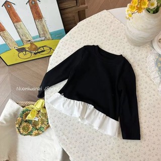 Mùa Xuân Phong Cách Mới Bé Gái Màu Ren Dài Tay Áo Thun Thời Trang Cho Bé Đáy Áo Sơ Mi Trẻ Em Thoải Mái Ngọt Ngào Top