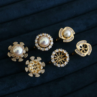 Nhẫn vàng phủ pháp phong cách retro kẻ sọc với đá zircon và ngọc trai - DIY handmade