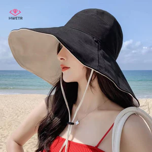 Hwetr Rộng Vành Mũ Chống Nắng Nữ Chống Tia UV Bảo Vệ Đi Bộ Đường Dài Người Cá Mũ Gấp Mùa Hè Chắc Chắn Mũ Đi Biển Hai Mặt Mũ Chống Nắng Mới