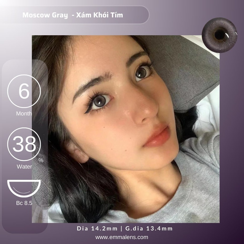 Kính Áp Tròng Moscow Gray | Lens Xám Khói Tím | Kính Áp Tròng Emma Lens