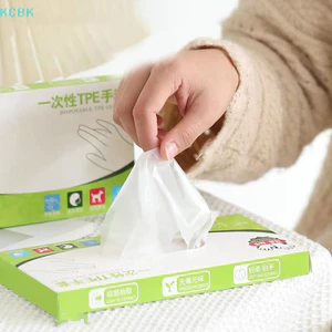 100 Cái / hộp Găng Tay Cao Su Không Cao Su TPE Găng Tay Dùng Một Lần Axit Chống Trơn Trượt Trong Suốt An Toàn Làm Việc Găng Tay Vệ Sinh Gia Đình Cấp Thực Phẩm [BK]