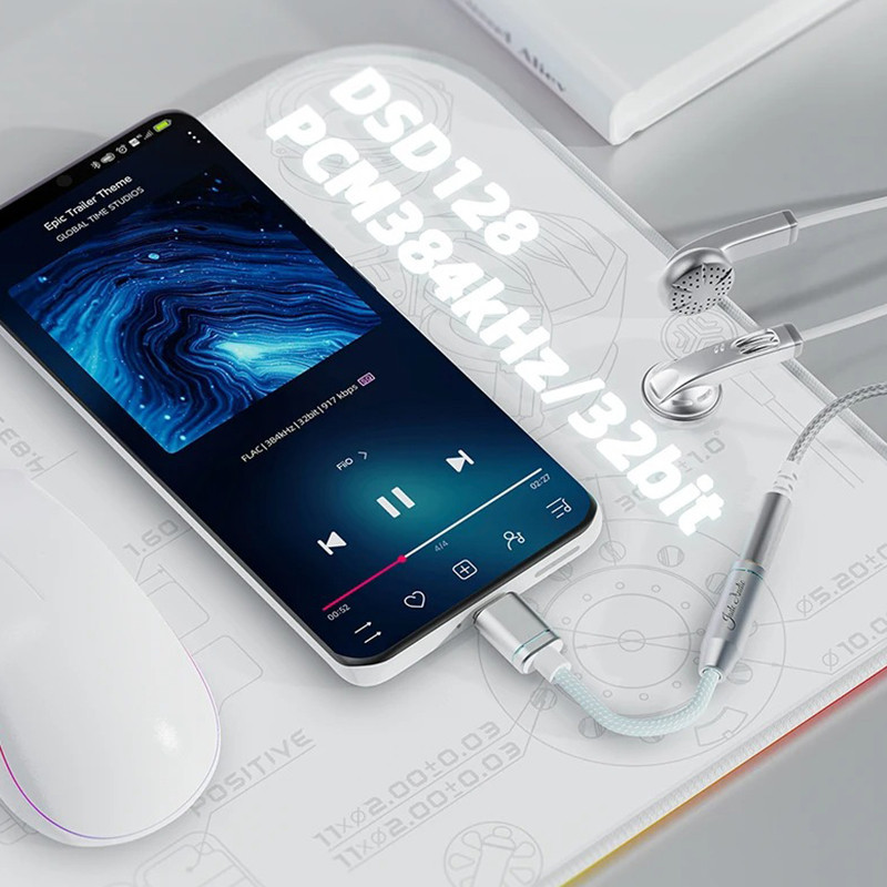 Fiio JadeAudio JA11 USB Type C sang 3,5mm Tai nghe Bộ chuyển đổi tai nghe Cáp USB C USB C sang 3,5 Cáp Aux âm thanh