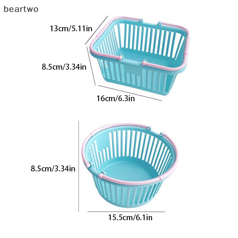 < Beartwo > Hộp đựng giỏ nhựa mới Hộp lưu trữ mua sắm di động Đồ lặt vặt để bàn Đồ chơi trái cây Văn phòng phẩm Tổ chức Giỏ lưu trữ tại nhà Đẹp