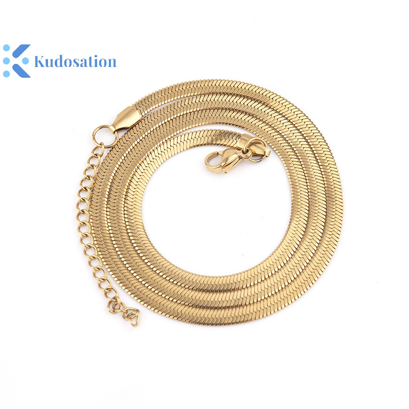 Kudosation Cá Tính Đơn Giản Phù Hợp Với Hip-hop Xương Đòn Dây Xích Ánh Sáng Châu Âu Mỹ Thép Titan Không Phai Màu Flat Xương Rắn Dây Xích