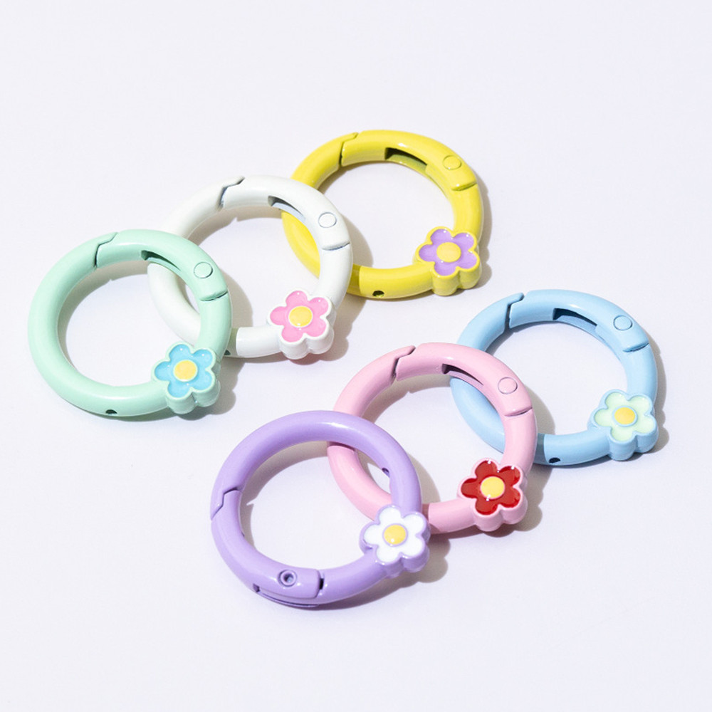 Vòng kim loại Móc điện thoại di động Snap Spring Mở tròn Móc khóa 1 chiếc Sơn hoa Khóa màu