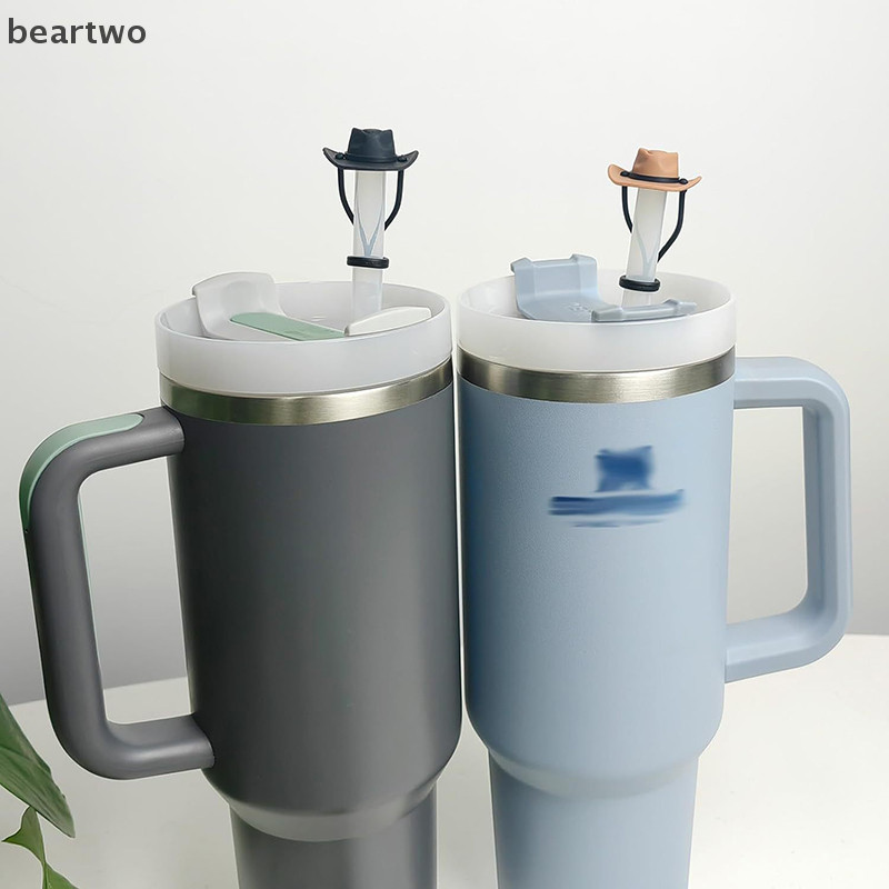 < Beartwo > Mũ Cao Bồi Silicon Nắp Ống Hút Tương Thích Cho Cốc 30 40oz Dễ Thương Ngộ nghĩnh Tumbler Ống Hút Topper Cốc Phụ Kiện Đẹp