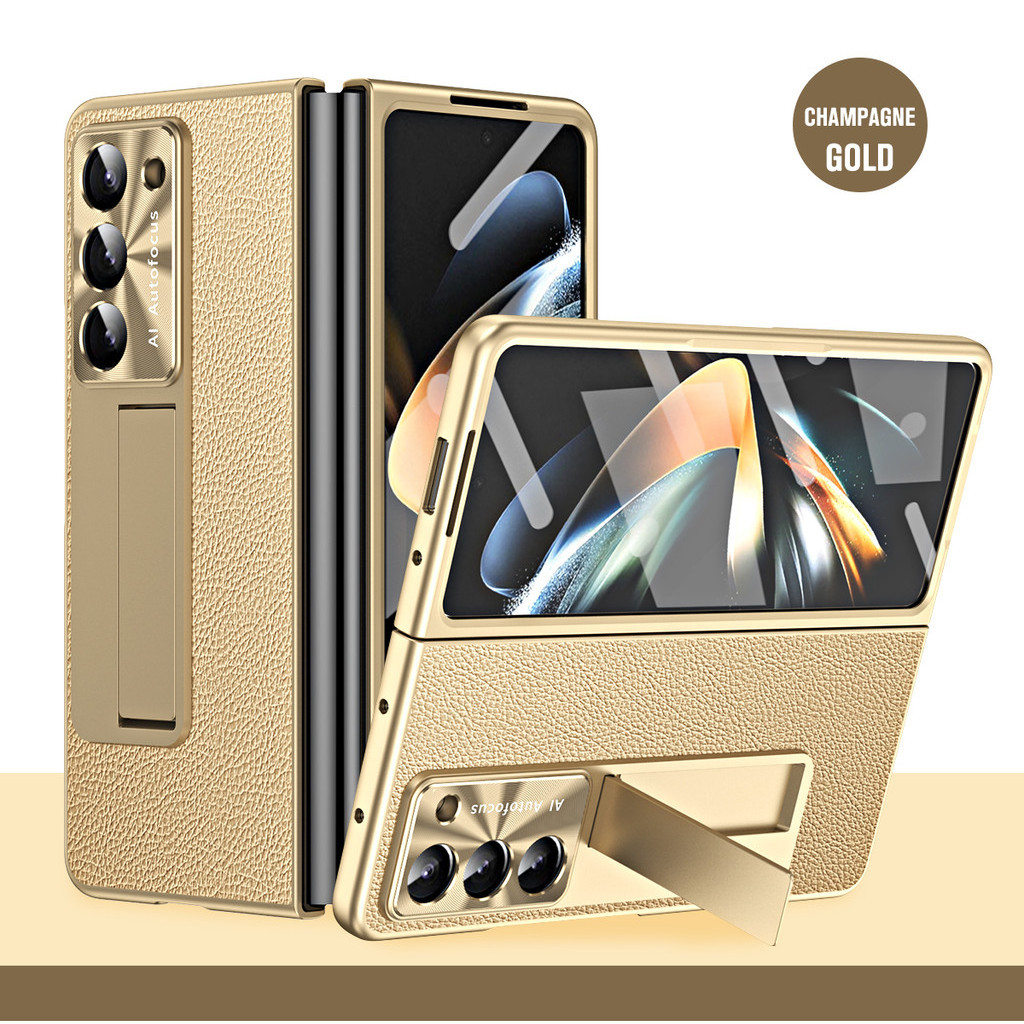 Ốp Điện Thoại Clemence Mạ Điện Cho Samsung Galaxy Z Fold 6 5 4 3 Fold6 Fold5 Fold4 Fold3 Có Chân Đế Bảo Vệ
