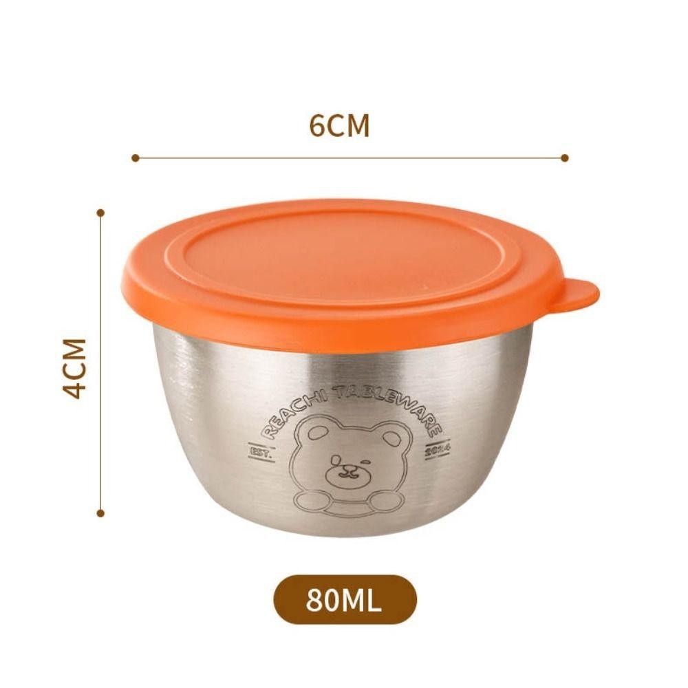Hộp Gia Vị JIGK, Gấu Có Nắp Kín Cốc Nước Sốt, Vỏ Silicon Di Động Chống Rò Rỉ Inox 304 Hộp Bảo Quản Nhỏ
