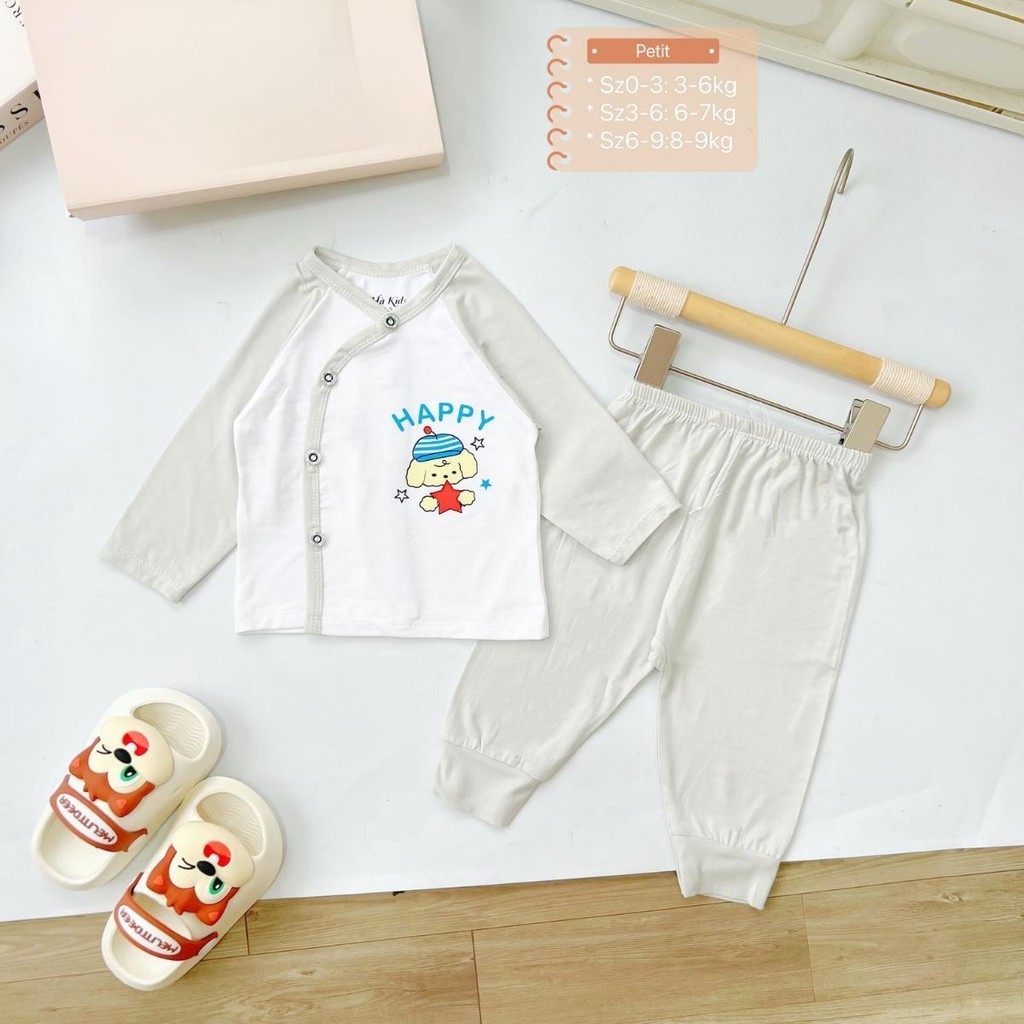 Combo 3/5 bộ dài tay vải thun lạnh PEPTIT cho bé sơ sinh HH in hoạ tiết chất mềm mịn thoáng mát DL013 Đậu Đậu Store