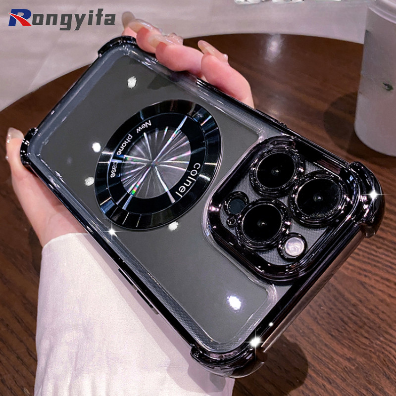 Ốp Điện Thoại Trong Suốt Từ Tính Sang Trọng Cho Vivo X100 Ultra X100s T3 Lite 5G iQOO Neo 9 9s Pro Z9 Turbo Z9X Z8 Z8X Vỏ Chống Sốc Kinh Doanh Sạc Từ Tính Chống Rơi Trong Suốt
