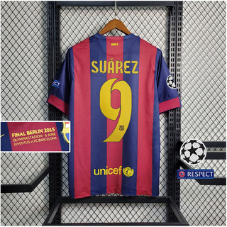 Áo bóng đá Barcelona sân nhà 2014/15 UEFA Champions League, phiên bản cuối cùng Suarez, Messi, Neymar Jr., size S-4XL, chất lượng cao