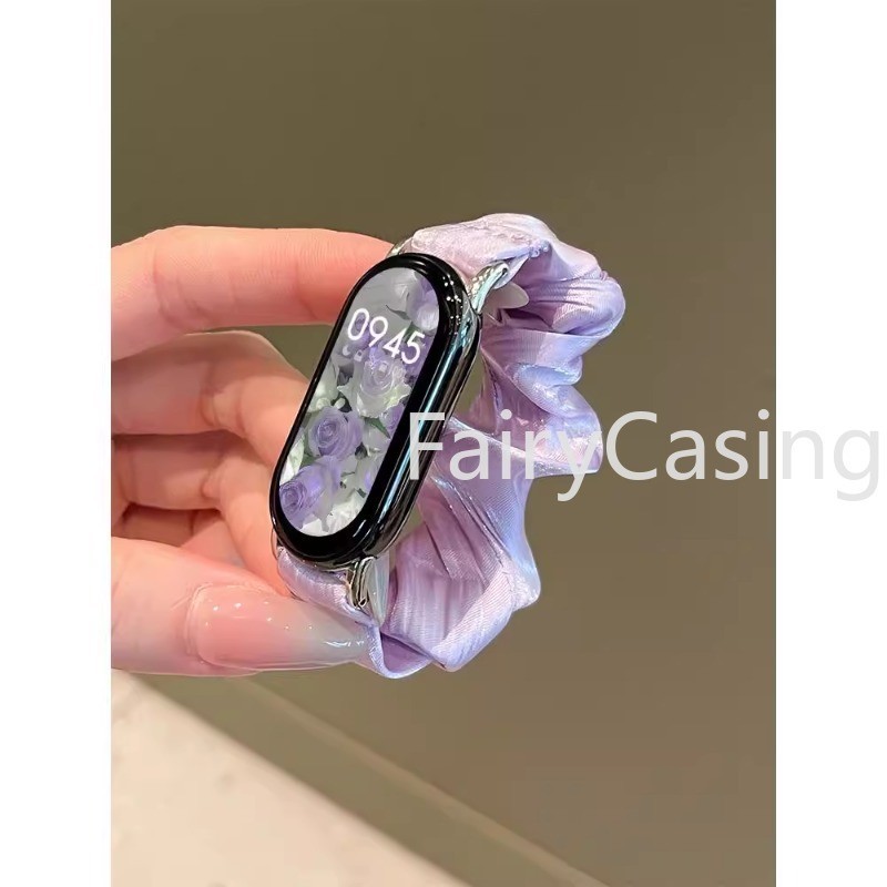 Dây Đeo Tay Đàn Hồi Cho Xiaomi Mi Band 10 9 8 NFC Dây Đeo Nữ Scrunchies Vòng Tay Thay Thế Cho MiBand 9 Correa Dây Mềm