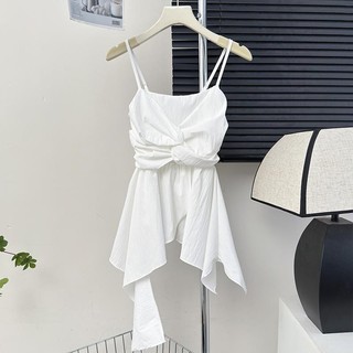Pháp Không Đều Xù Kink Camisole Nữ Niche Thiết Kế Slim-fit Ôm Hơn Nhìn Ngắn Top 7.27