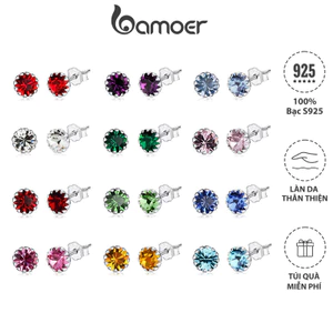 Khuyên tai BAMOER SCE862 bạc 925 đính đá zircon thời trang