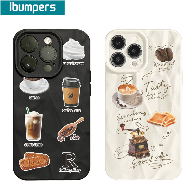 ibumpers Ốp lưng iphone đẹp cute cà phê in hình nhám Ốp điện thoại mỏng silicone mềm chống bẩn chống sốc cho Iphone 15 14 12 13 11 pro max IP 7 8 plus Iphon x xr xs max