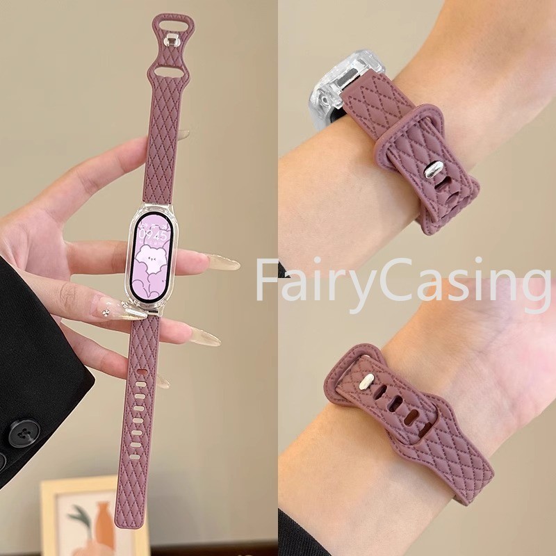 Silicon Cho Xiaomi Band 10 9 8 7 NFC Dây Đeo Tay Da Họa Tiết Hình Dạng Thời Trang Thể Thao Đồng Hồ Cho Miband 5 6 4 3 Dây Đeo