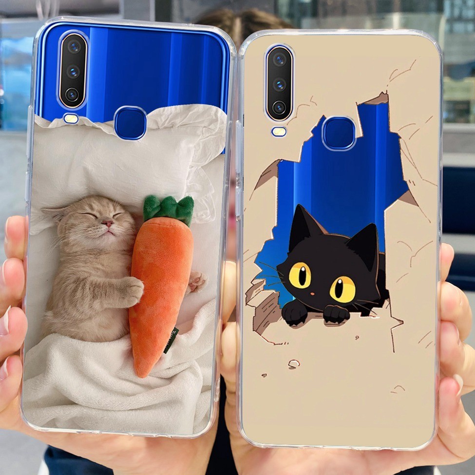 Ốp lưng Vivo Y3 2019 Y3s V1901A Thẩm Mỹ Trong Suốt Dễ Thương Gấu Trúc Mèo Hoa Mềm TPU Vỏ Điện Thoại V1901T V1901A V1901T