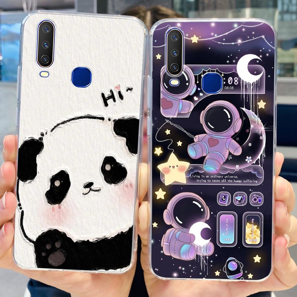 Ốp lưng Vivo Y3 2019 Y3s V1901A Thẩm Mỹ Trong Suốt Dễ Thương Gấu Trúc Mèo Hoa Mềm TPU Vỏ Điện Thoại V1901T V1901A V1901T