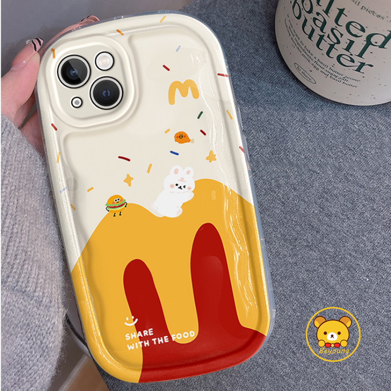 Ốp Điện Thoại Trong Suốt Thỏ Hamburger Dễ Thương Cho Realme 8 V23 V23i V20 V15 V13 V11 V11S Q5i Q5 Q3 Pro Carnival Q3i Q3 Narzo 50 30 GT 5 2 Master Neo 3 5 2 SE 5G Vỏ Trong Suốt