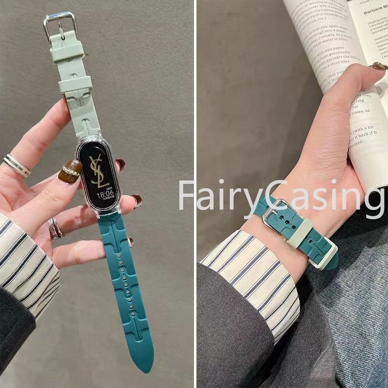 Dây đeo silicon hình chữ H cho Xiaomi Mi Band 10/9/8/7/6/5/4/3 NFC