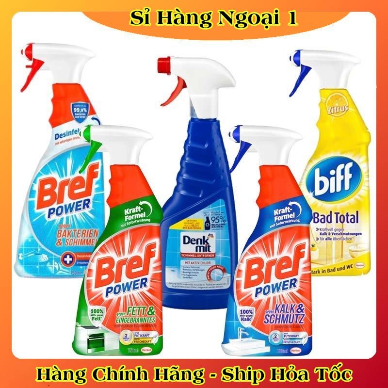 Bình Xịt Tẩy Rửa Đa Năng Bref Power 750ml - Tẩy Bếp, Tẩy dầu mỡ, Inox, Diệt khuẩn 99.9% -Hàng Nội Địa Đức
