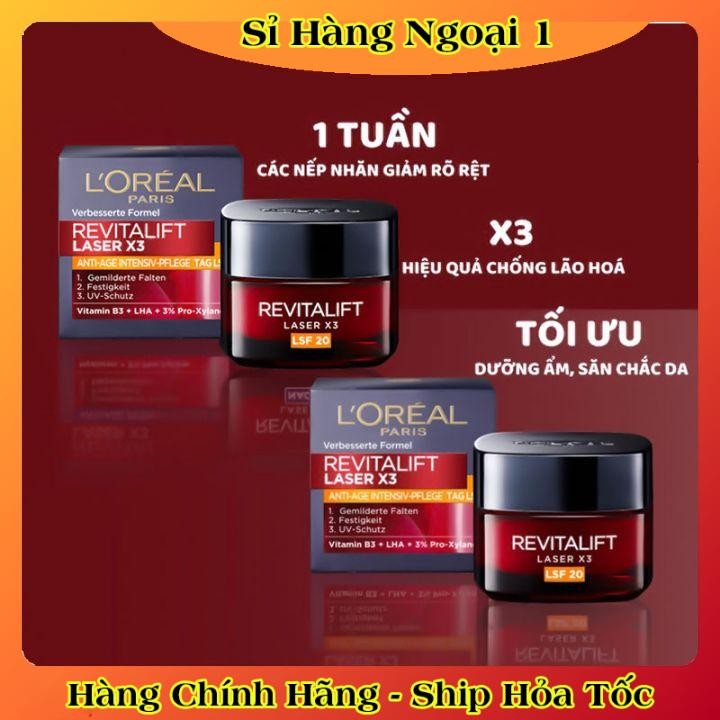KEM DƯỠNG DA CHỐNG LÃO HÓA – GIÚP MỜ THÂM NÁM LOREAL REVITALIFT LASER X3, 50ML -Date mới Đủ Bill