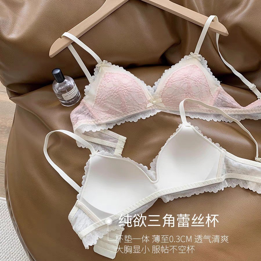 Đồ lót ren tam giác ngọt ngào dành cho nữ Tập hợp áo ngực thoáng khí thoải mái