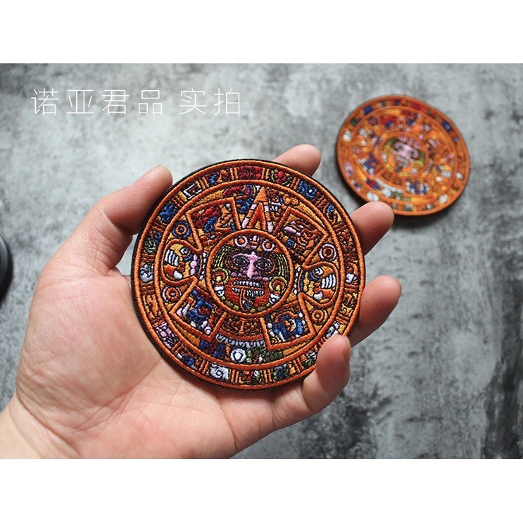 Patch_miếng dán vải mặt trời đá_lịch người Maya