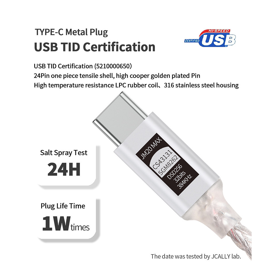 Bộ chuyển đổi Jcally JM20 Max Dac Type C sang 3,5 mm Dongle CS43131 + SGM8262 Bộ khuếch đại Chip USB C cho tai nghe 3,5 mm