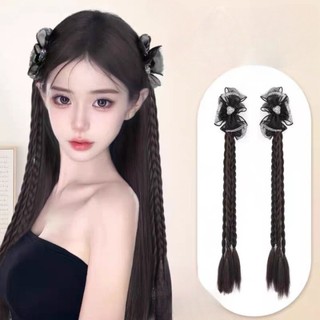 (Giao hàng tại địa phương) Bím tóc giả nhiều sợi với nơ kim cương ngọt ngào - Phụ kiện kẹp tóc thời trang