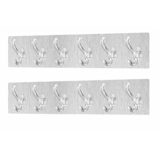 Móc treo dán tường 6 thanh inox loại dày xịn bảng lớn treo đồ nhà bếp nhà tắm #A83