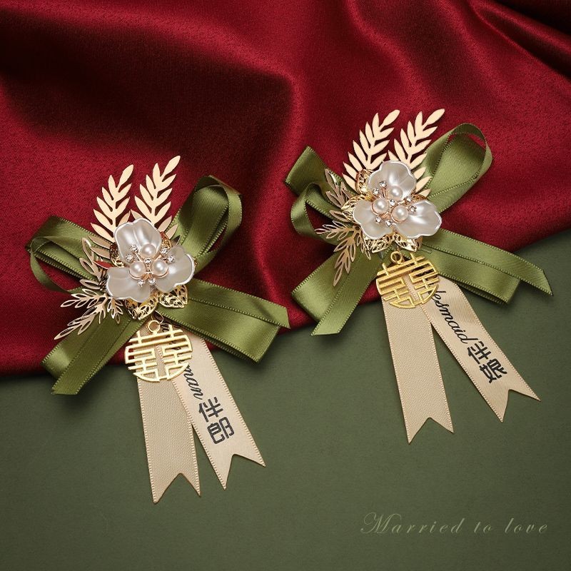 ⚡Đám cưới Corsage Pin Chổi Phù dâu Corsage Cô dâu Chú rể Cao cấp Corsage Trọn bộ