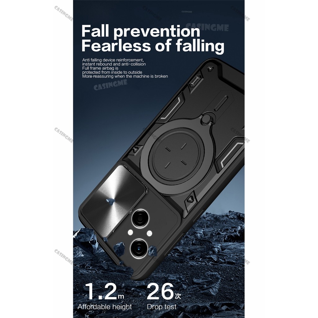 Tecno Spark Go 1 Giáp Chống Sốc Đẩy Kéo Camera Bảo Vệ Vỏ Cho TECNO Spark Go 1 SparkGO1 GO1 1GO 4G 5G 2024 Ốp Lưng Ô Tô Vòng Từ Tính Vỏ Ốp lưng