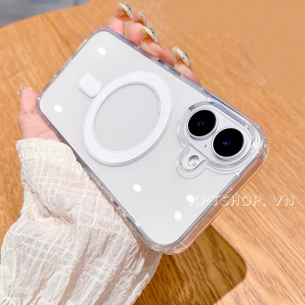 Ốp Điện Thoại Acrylic Từ Tính Trong Suốt Cho iPhone 17 Pro Max 16 15 14 13 12 11 Pro Max Bảo Vệ Toàn Diện Vỏ Bảo Vệ Chống Sốc