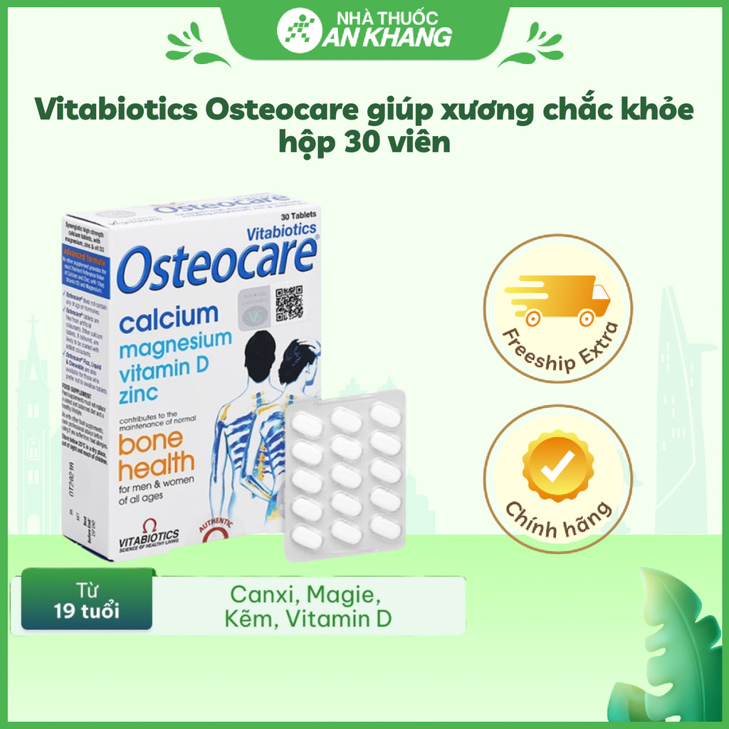 Viên uống Vitabiotics Osteocare (Hộp 30 viên) giúp hỗ trợ xương chắc khỏe
