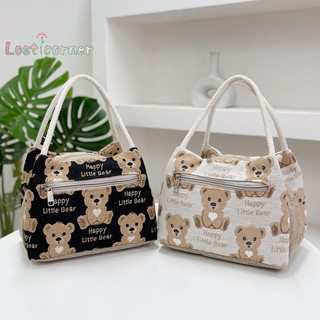 [Lostcorner] Túi đựng đồ ăn trưa hình gấu hoạt hình thời trang dành cho nữ Túi Tote sức chứa lớn Túi đựng đồ dã ngoại Túi đựng đồ ăn văn phòng ngoài trời di động [Mới]