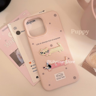 Ốp Điện Thoại Silicon Mềm Lỏng Cho iPhone 16 15 14 13 12 Pro Max Vỏ iPhone 16Plus Thêu Hàn Quốc Mèo Con Đơn Giản