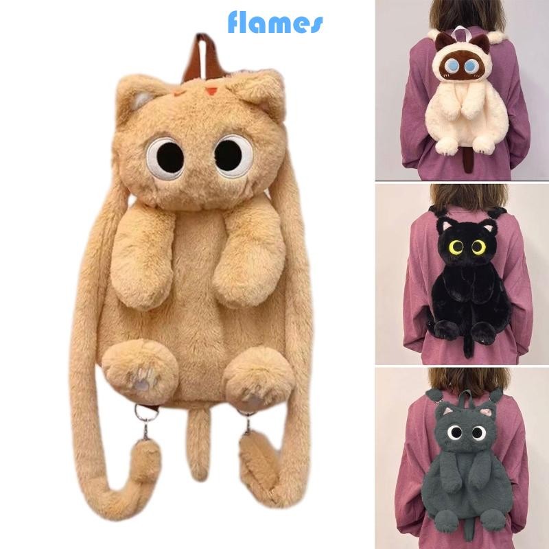Fl Sang Trọng Hình Mèo Túi Đeo Vai Cho Người Lớn Trẻ Em Hoạt Hình Ba Lô Đáng Yêu 3D Sang Trọng Động Vật Túi Đồ Chơi Mẫu Giáo Trẻ Em Ủng Hộ