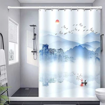 Rèm tắm, rèm ngăn phòng tắm, rèm ngăn chống thấm nước, chống nấm mốc, rèm ngăn chống thấm phòng tắm ấm áp, Rèm Phòng Tắm Chống Thấm (có móc và dây buộc, không có thanh treo)