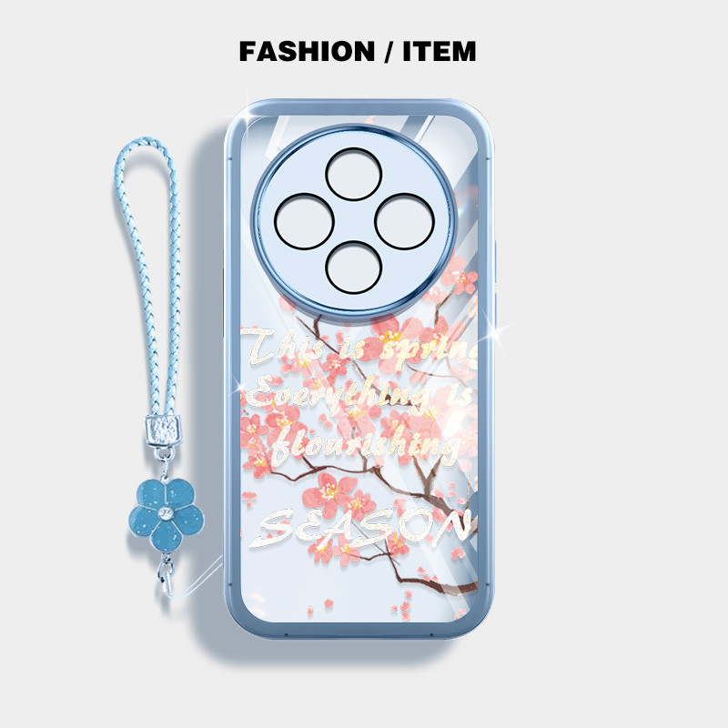 Ốp Điện Thoại YBD Cho Tecno Spark 30C Kl5 Kl5n Phong Cách Cổ Đại Hoa Đào Họa Tiết Có Dây Treo