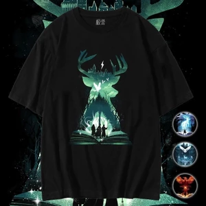 Áo thun cỡ lớn Harry Potter mùa hè nam nữ dáng rộng cổ tròn in hình nặng nam phù hợp mặc cặp đôi