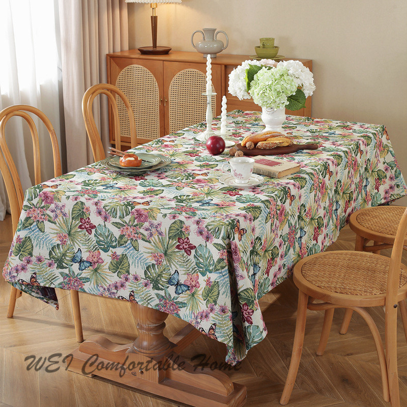 Khăn bàn vải Jacquard chống bụi dày phong cách sơn dầu cổ điển kiểu Mỹ