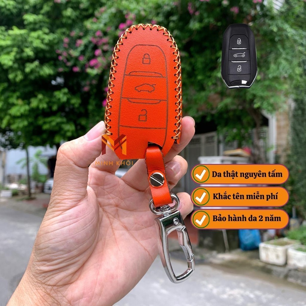 Bao Da Chìa Khoá Peugeot 3008, 5008, 2008 mơi nhất hiện nay handmade da thật