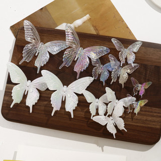Phụ kiện bướm đuôi én 3D acrylic mạ AB, bông tai DIY, đồ trang trí treo xe, vật liệu dây điện thoại bán buôn