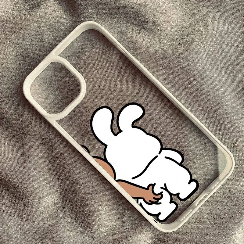 Ốp Điện Thoại Cặp Đôi Gấu Thỏ Dễ Thương Cho iPhone 16 15 14 Pro Max 11 12 13 16e X XR XS 7 8 16 Plus SE2020 Cặp Đôi Trong Suốt Bìa Cứng