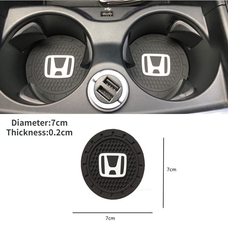 1-2 chiếc xe chống trượt đế lót ly nước ô tô khe cắm cốc silicone trang trí logo coaster, Honda, Toyota, Mazda, trang trí xe hơi