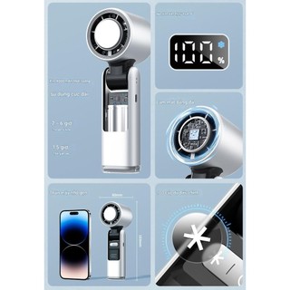 Quạt Mini Cầm Tay Chính Hãng, Tốc Độ Gió Mạnh, Đa Chế Độ, Gập 180 Độ