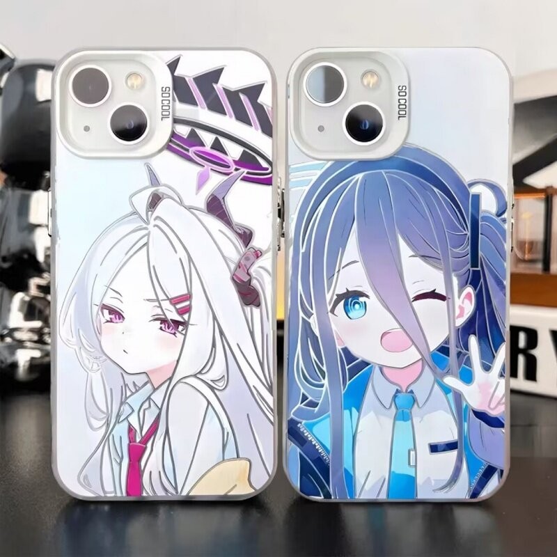 Blue Archive Vỏ Điện Thoại Cho IPhone 7 8 16 Plus Pro Max 6 6s X XS MAX XR SE 2020 2022 Vỏ Bạc Đen Trắng Nhiều Màu Sắc Mờ IMD Cứng Thời Trang Hoạt Hình Anime Cover